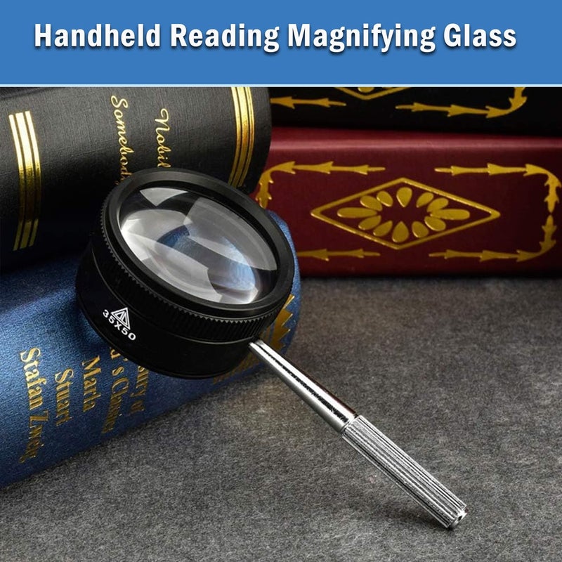 Rongon Handheld Magnifying Glass for Close Work, 35X High Clarity Reading Magnifiers Portable Loupe for Macular Degeneration, Seniors Reading, Inspection, Jewelry, Exploringï¼ˆDiameter: 50mm/1.97"ï¼‰ - Image 3